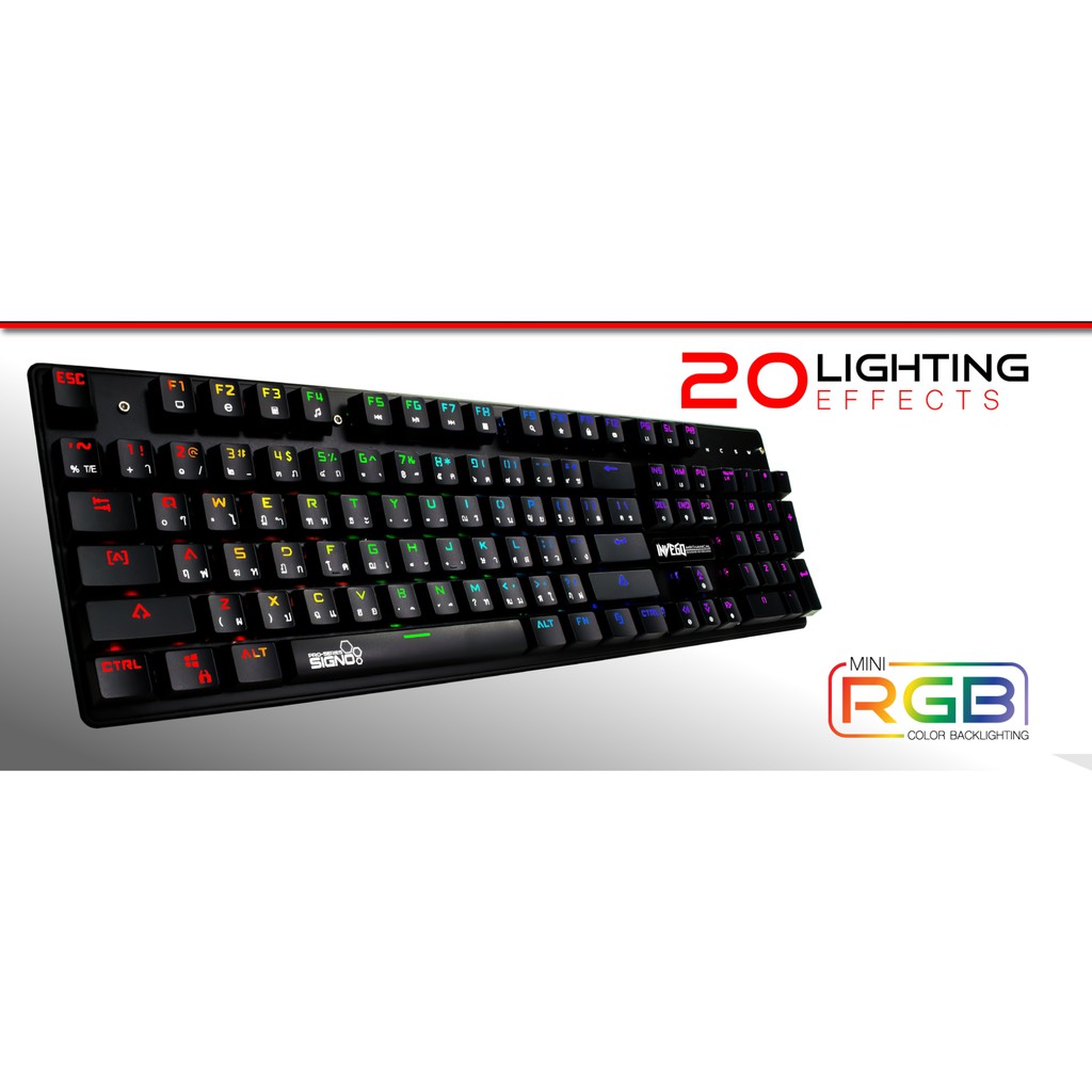 คีบอร์ดเกมมิ่ง RGB SIGNO KB-728 Mechanical Keyboard Red Switch / Blue Switch#CLLBSA4โค้ดส่วนลด
