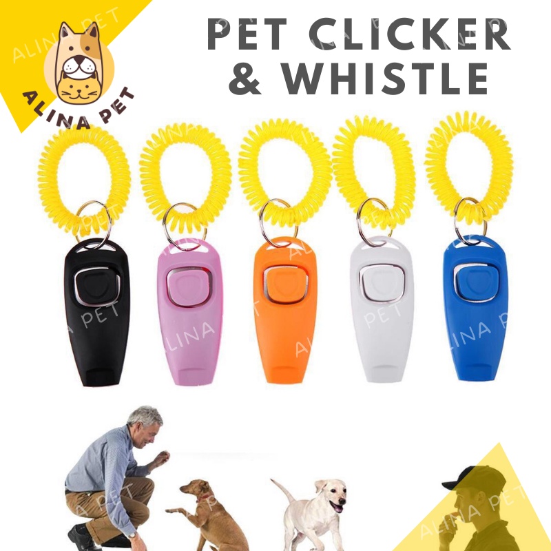 สัตว์เลี้ยงสุนัข CLICKER & WHISTLE Dog Clicker เครื่องมือฝึกสัตว์ นกหวีดสุนัข Pet Clicker