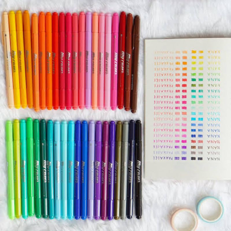 ปากกา my colors 2หัว ด้ามเหลี่ยม บรรจุ 24 ด้าม