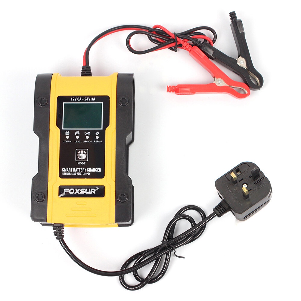 Auto Car Battery Charger 7-stage Pulse Repair Device Motorcycle Battery Charger for 12.6V Lithium and 12V 24V Lead-acid