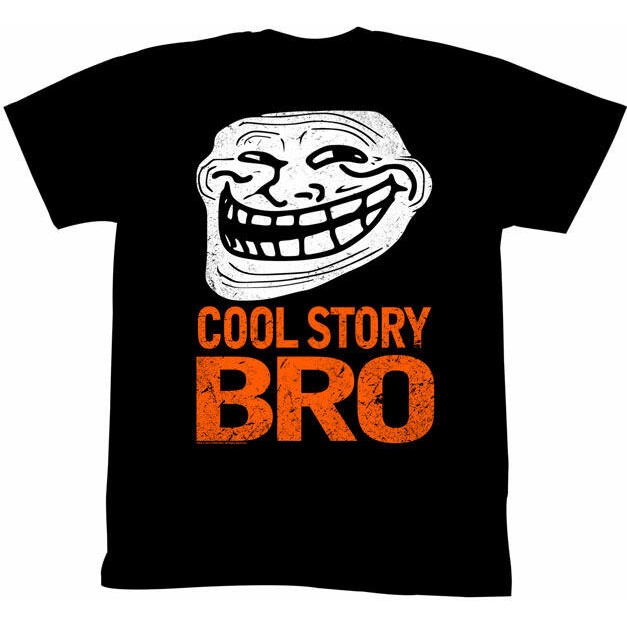 เสื้อยืด พิมพ์ลาย Troll Face You Mad Cool Story Bro สีส้มนีออน สีดํา สําหรับผู้ชาย