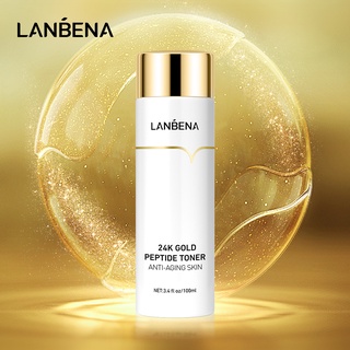 Lanbena โทนเนอร์ทองคํา 24K เปปไทด์ ต่อต้านริ้วรอย กระชับผิว ไวท์เทนนิ่ง ให้ความชุ่มชื้น ซ่อมแซมผิว ดูแลผิว 100 มล.