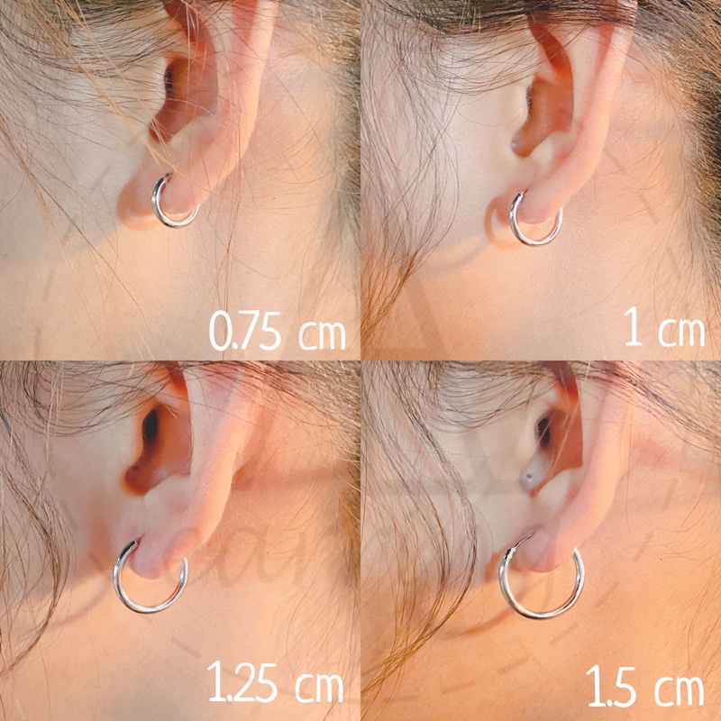 [ราคาต่อ1คู่] ต่างหูห่วงขนาดเล็กสีเงิน และ สีดำ เปิดล็อคที่ก้าน วัดขนาดที่ขอบด้านในวง พร้อมส่งจากไทย