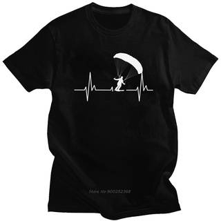 เสื้อยืดผ้าฝ้ายพิมพ์ลายแฟชั่น เสื้อยืดแขนสั้น ผ้าฝ้าย พิมพ์ลาย Heartbeat Paragliding สไตล์ฮาราจูกุ สําหรับผู้ชาย