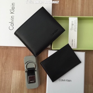 Calvin Klein  leather credit card fold with metal clip key fob