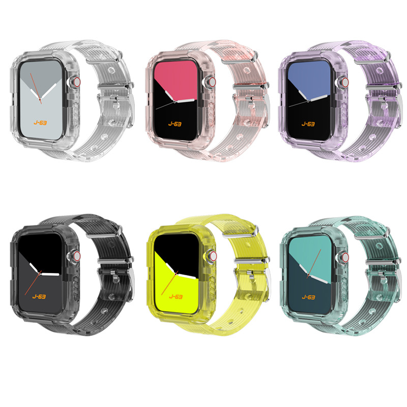 สายนาฬิกาข้อมือยาง แบบใส สําหรับ Apple Watch Series 1 2 3 4 5 6 38 มม. 40 มม. 42 มม. 44 มม.