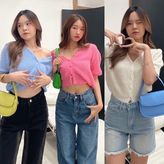 chuuchop_พร้อมส่ง(C7852)✨🧤🧸Sammy shirt เสื้อครอปไหมพรม มี3สี