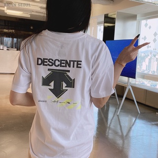 Descente เสื้อยืดแขนสั้น พิมพ์ลายโลก แฟชั่นฤดูใบไม้ผลิ ฤดูร้อน สําหรับทุกเพศ