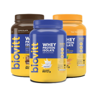 [สินค้าจัดเซ็ท] biovitt Whey Protein Isolate ไบโอวิต เวย์โปรตีน ไอโซเลท แบบกระปุก | ลีนไขมัน เพิ่มกล้ามเนื้อ ไม่มีน้ำตาล