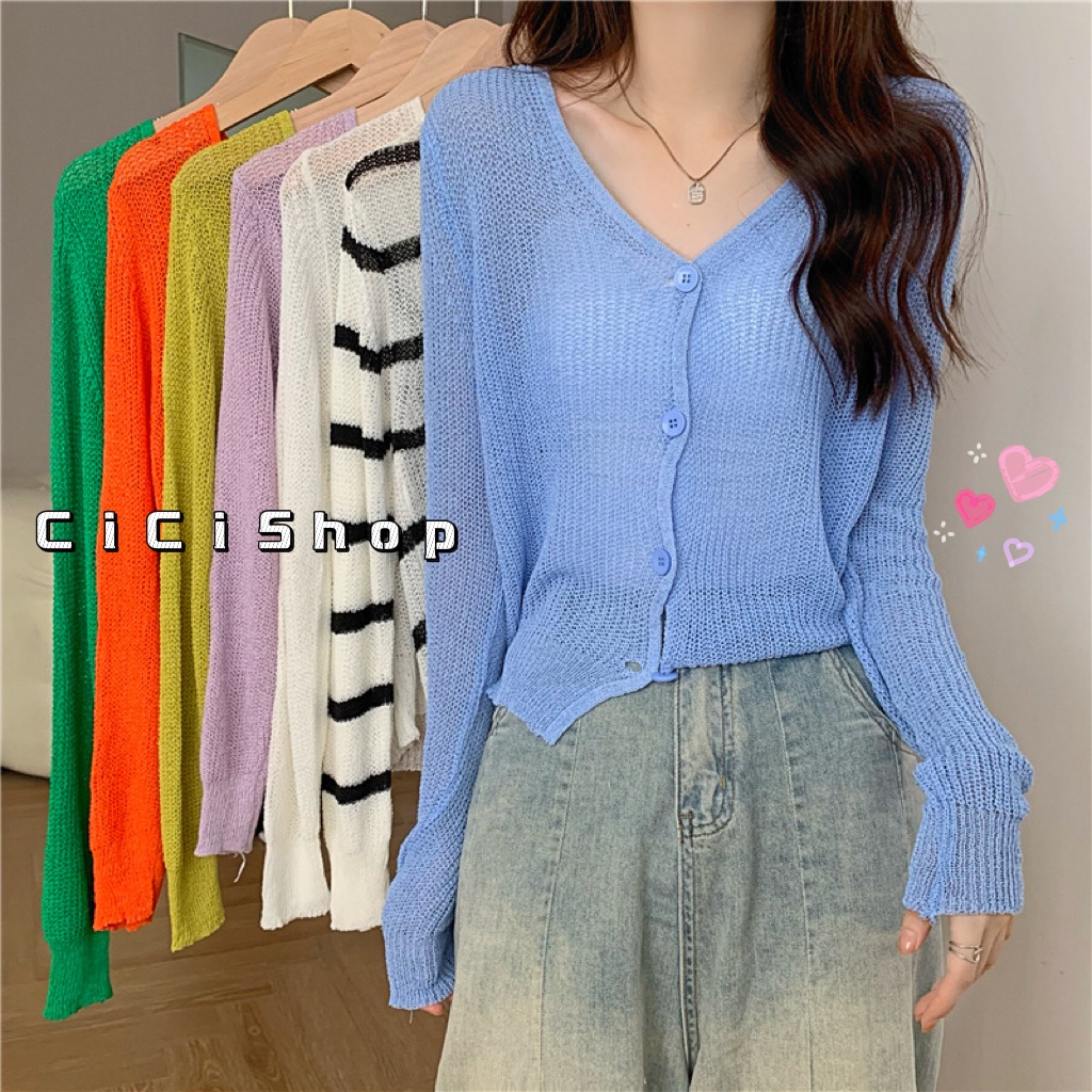 Cicishop(K306)Knit cardigan เสื้อคลุมไหมพรมคาร์ดิแกน ใส่จับคู่แมตช์ได้ทุกลุค เบสิคๆ