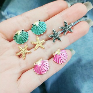 4 Pairs Assorted Boho Stud Earrings Colorful Sea Jewelry