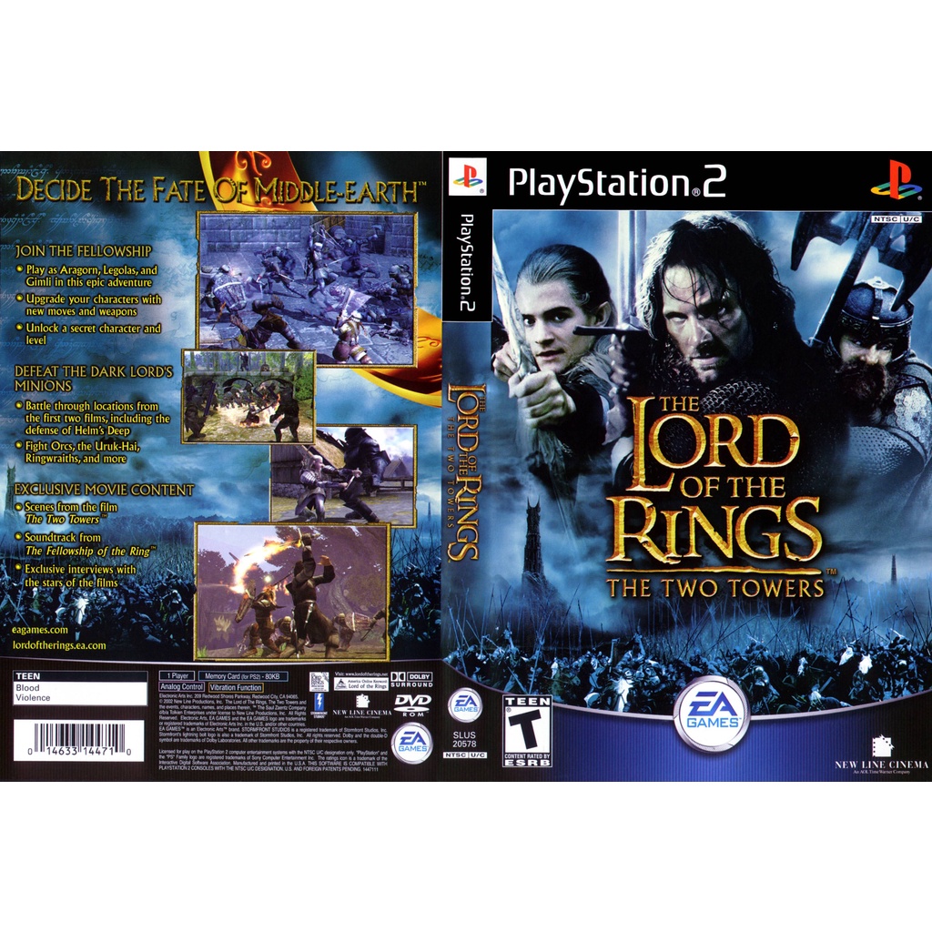 แผ่นเกมส์ PS2 The Lord of the Rings The Two Towers คุณภาพ ส่งไว (DVD)