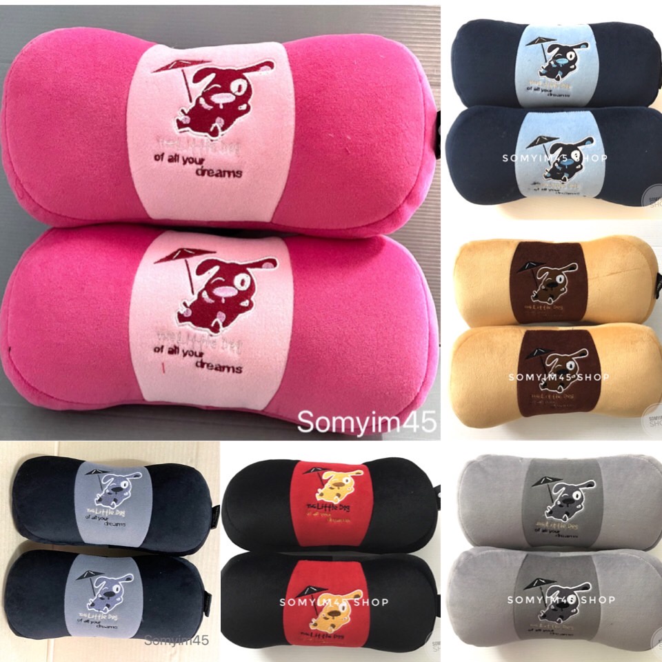 1คู่/หมอนรองคอในรถlittle dog ลายหมาด๊อก#หมาลิตเติ่ลด๊อก ของแท้100%