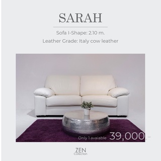 ZEN Collection Clearance!! ตัวเดียวเท่านั้น โซฟา 2 ที่นั่ง SARAH Sofa I-Shape 2.10m. หุ้มด้วยหนังแท้อิตาลีผิวสัมผัส