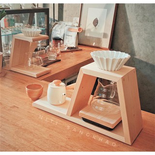 แท่นดริปกาแฟ stand dripper ไม้จริง แบบมีที่พักกาน้ำร้อน