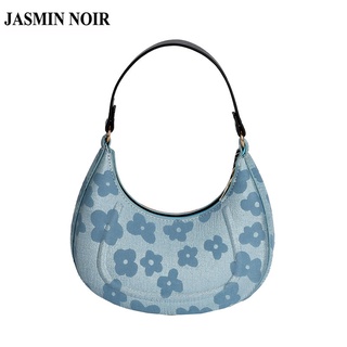 Jasmin NOIR กระเป๋าสะพายไหล่ กระเป๋าถือ พิมพ์ลายดอกไม้ แต่งสายโซ่คล้อง สําหรับสตรี