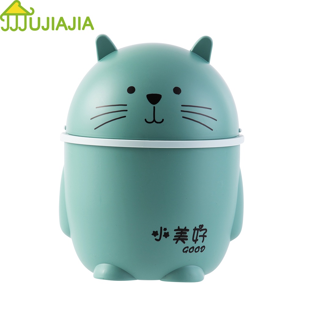 Jujiajia ถังขยะน่ารัก ขนาดเล็ก พร้อมฝาปิด สร้างสรรค์ สําหรับหอพัก ห้องนอน ถังขยะ