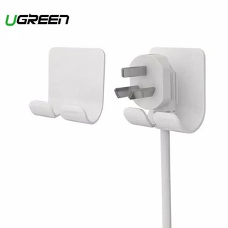 UGREEN (20365) 2Pcs/pack ABS Stick Wall Hook Hanger Holder for Power Line,Key (White)