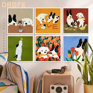 Drofe ภาพวาดสีน้ํามันดิจิทัล ตามตัวเลข รูปสุนัข ขนาด 20*20 ซม. และ 30*30 ซม. DIY สําหรับตกแต่งบ้าน