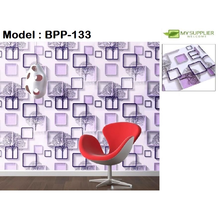 9113 3D Box วอลเปเปอร์ต้นไม้สีม่วง W45cm*L10meter