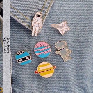 🇹🇭 พร้อมส่ง : 👨🏻‍🚀🚀 เข็มกลัดเซ็ทนักบินอวกาศ, จรวดและหุ่นยนต์ | Astronaut, Rocket And Robot Enamel Brooch Pin Set.