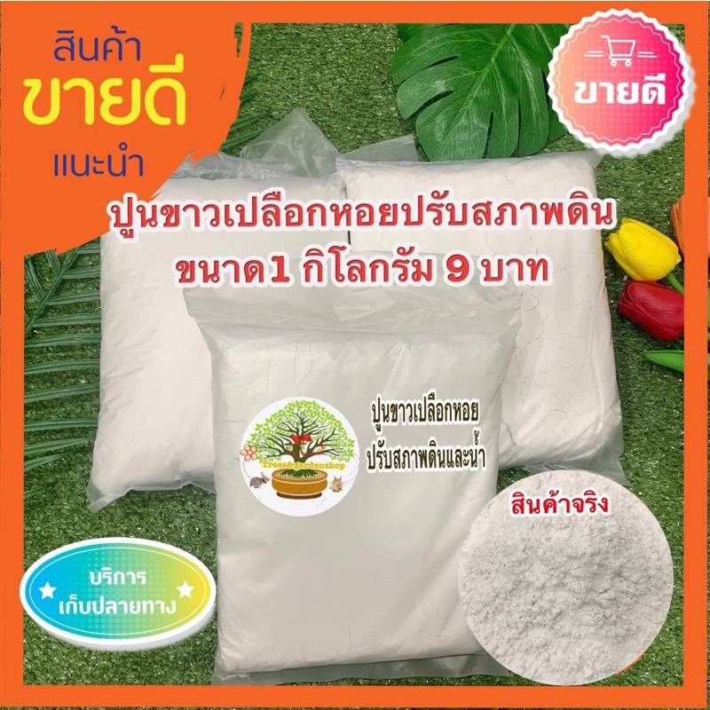 ปูนขาว (เปลือกหอย)ใช้สำหรับปรับค่าน้ำและดิน 1 กิโลราคา5บาท ค่าส่ง22฿ มีชำระปลายทาง แถม