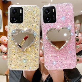 With Make up Mirror เคสโทรศัพท์ VIVO V23E Y21 Y33S Y15S V21 5G Y3S Y12A Y12S Fashion Glitter Shiny Soft Cover VIVO Y15s 2021 VIVOY21