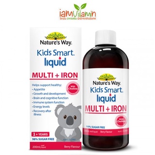 Natures Way Kids Smart Liquid Multi + Iron 200ml วิตามินรวม + ธาตุเหล็ก เสริมการพัฒนาการของเด็ก