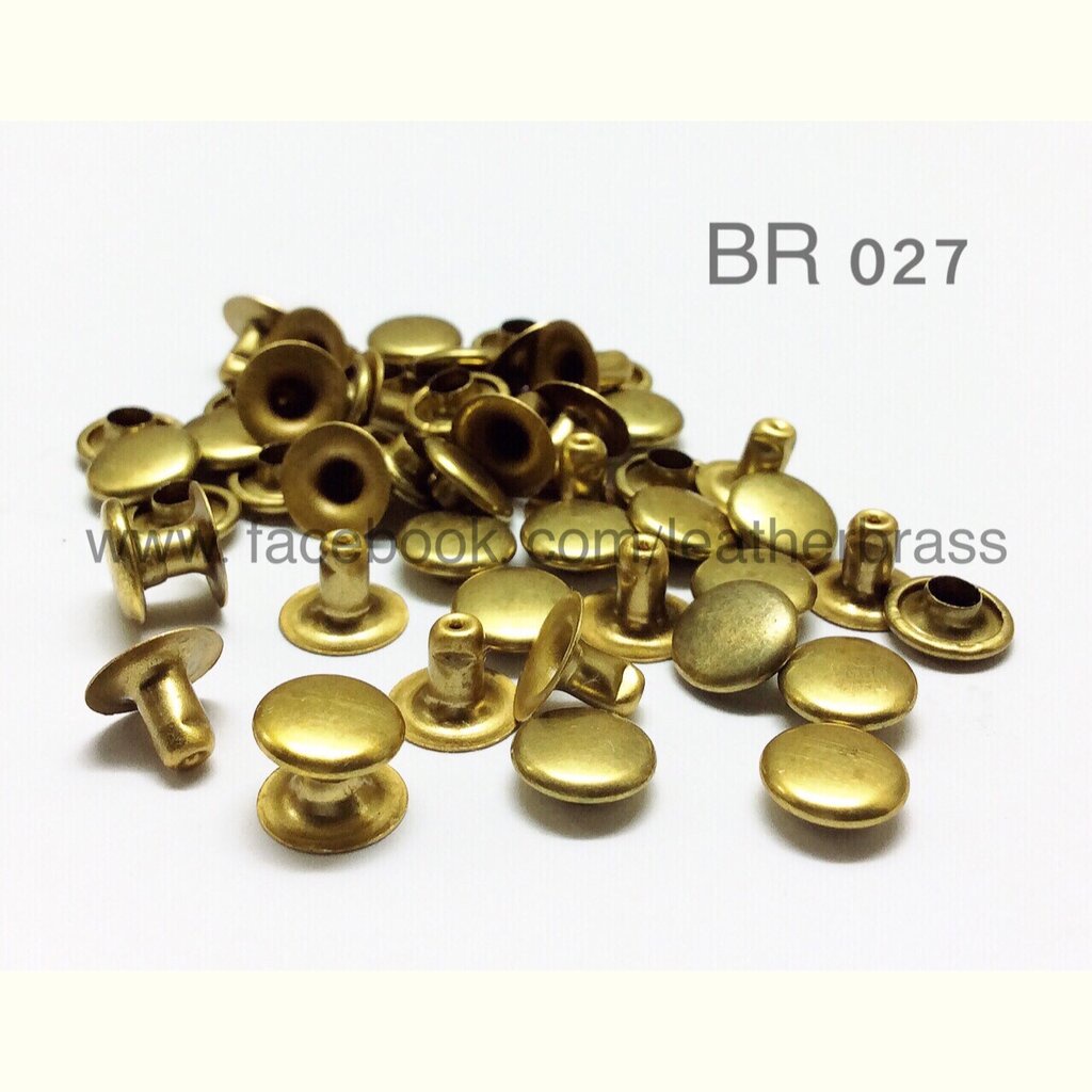 ฺBR027 หมุดย้ำ 1 หน้า ทองเหลืองแท้ อะไหล่ทองเหลืองแท้ อ leatherbrass แพ็ค 100ชุด