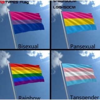 ธงเรนโบว์ Rainbow Flag ธงสายรุ้ง LGBT LGBTQ เลสเบียน เกย์ ไบเซ็กชวล ทรานส์เจนเดอร์ ขนาด 150x90cm Bisexual Transgender Pa