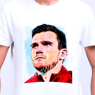 ผ้าฝ้าย 100%COTTONเสื้อยืดสกรีนลาย แอนดรูว์ โรเบิร์ตสัน ลิเวอร์พูล Andrew Robertson Liverpool  ภาพวาดนักฟุตบอล sizes-5xl