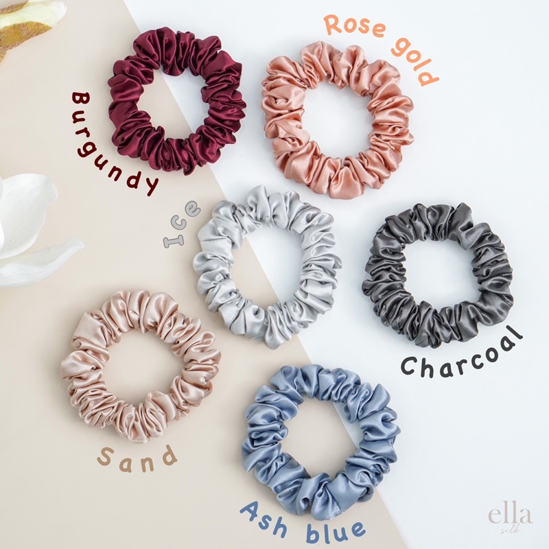 (1ชิ้น ไซส์กลาง – Midi) ยางรัดผมผ้าไหมมัลเบอร์รี่ Ella Mulberry Silk Scrunchies