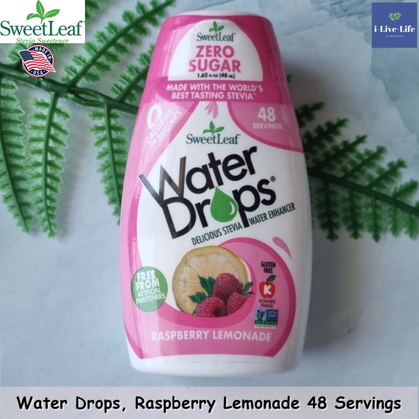 น้ำหยด รสราสเบอร์รี่ผสมเลม่อน SweetLeaf Water Drops Raspberry Lemonadei 48ml - Wisdom Natural