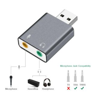 USB การ์ดเสียง ซาวด์การ์ด Sound Card 7.1 USB To 3.5mm mic headphone Jack Stereo Headset Audio Adapter //Audio 3D Sound