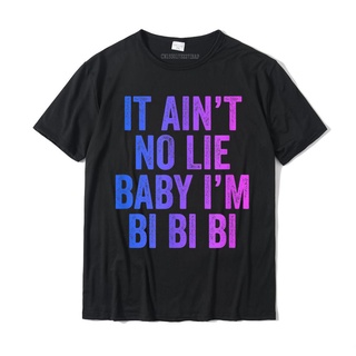 ผ้าฝ้ายแท้เสื้อยืดคอกลม แขนสั้น ผ้าฝ้าย พิมพ์ลาย AinT No Lie Baby IM Bi Bi Bi Funny Bisexual Pride สําหรับผู้ชาย คู่รั