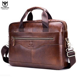 BULLCAPTAIN 044 New Fashion Cowhide Mens Business Briefcase / Leather Retro Mens Crossbody Bag / Casual Business Bag / Handb