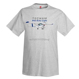 เสื้อยืด พิมพ์ลายเครื่องบิน Tecnam P92 Echo Light สําหรับผู้ชาย# เสื้อยืด คอกลม แขนสั้น พิมพ์ลายS-5XL