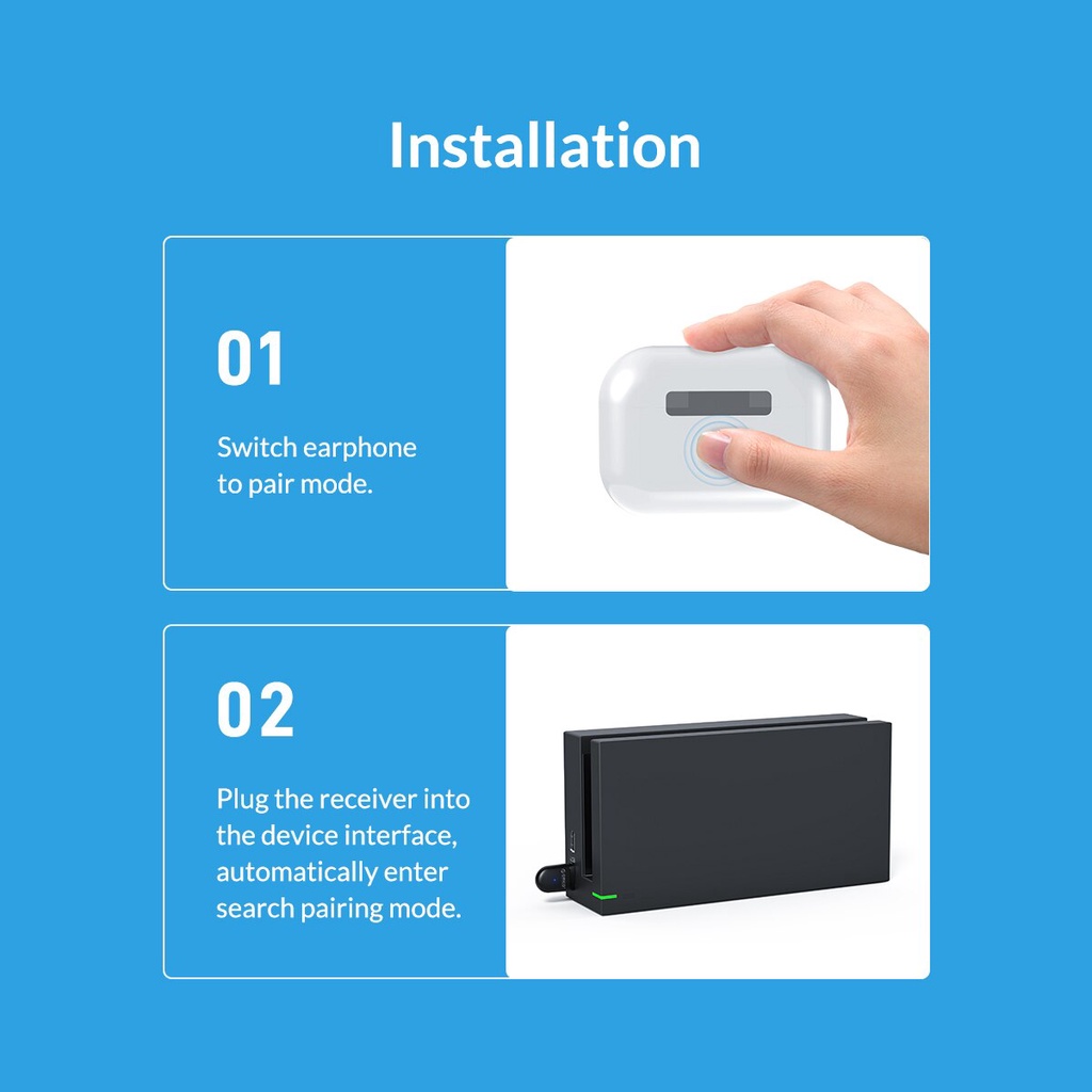 ORICO USB Bluetooth 5.0 Transmitter Audio Adapter for Nintendo Switch PS4 PC Computer Laptop TV Support Dual Connections(BTA-SW01) #8