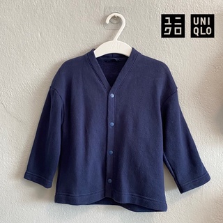 Uniqlo baby (ส่งต่อ) เสื้อคลุม เสื้อกันหนาว แขนยาว Size 90 (อก 26”) สีกรม💙