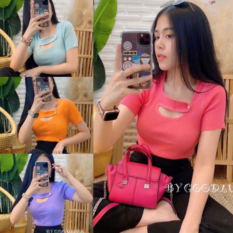 SpinnyHouse เสื้อยืดนมโต เสื้อไหมพรม กระดุม1เม็ด รุ่น กระดุม1เม็ด B-026-4-A