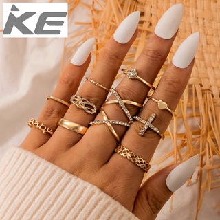 Geometric  ring Micro-set 8-character love cross ring ten-piece set Letter ring for girls for