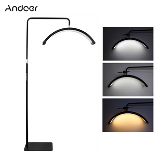 Andoer HD-M6X 36W ไฟ LED รูปดวงจันทร์ 3000K-6000K หรี่แสงได้ พร้อมขาตั้งไฟโลหะ 180 ซม. 70.9 นิ้ว และรีโมตคอนโทรล สําหรับร้านเสริมสวย แต่งหน้า