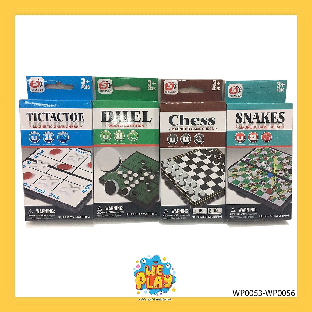 WE PLAY พร้อมส่ง เกมกระดาน กล่องเล็ก พกพาง่าย กล่องพับ - Othello - หมากรุก Chess - บันไดงู - XO OX (