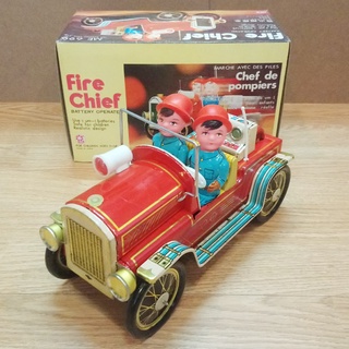 รถ​สังกะสี​ Litho Tin Toys ทินทอย รถดับเพลิง​​ 25ซม. (ใส่ถ่าน)​ ME699 งานจีนเก่า China มือสอง สภาพใหม่