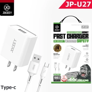 ชุดชาร์จ joceey สายชาร์จ+อะแดปเตอร์ 2.4A ชาร์จเร็ว JP U27 kingkong สำหรับ phone micro TYPE-C (รับประกัน 1 ปี)
