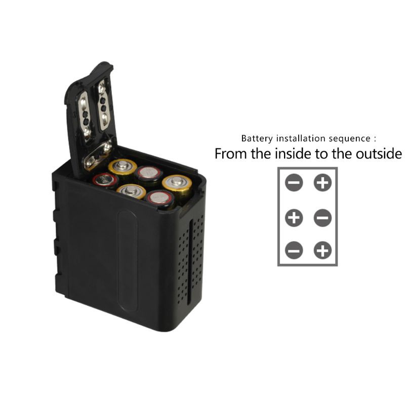 โรเอ็กซ์❥AA Battery Case Pack Battery Holder Power as NP-F NP-970 Series Battery