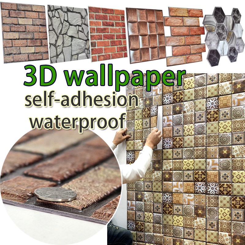 วอลเปเปอร์ติดผนัง 3d ลายอิฐ ห้องนอน วอเปเปอร์ติดผนัง สติ๊กเกอร์ติดผนัง pvc wallpaper sticker
