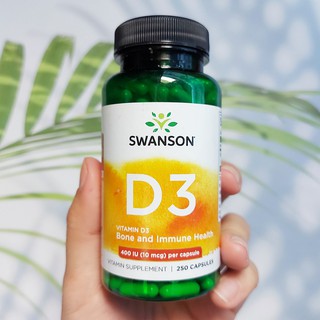 80 % OFF ราคา Sale!! EXP: 03/2023 วิตามินดี 3 Vitamin D3 400 IU (10 mcg) 250 Capsules (Swanson®) D-3