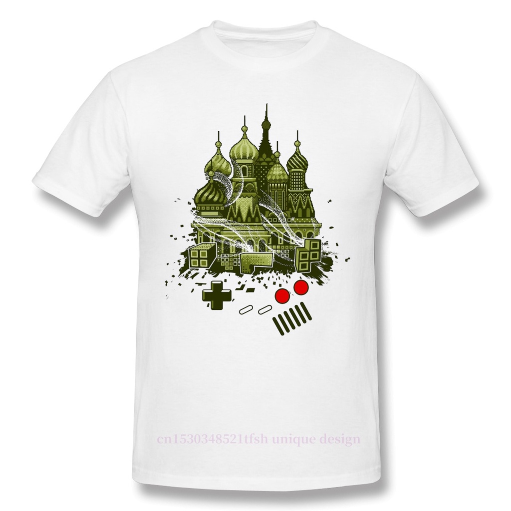 ความแปลกใหม่ Hipster เสื้อยืดแขนสั้น Tetris Gameboy Tribute To Alexey Tetris Ussian เกมออนไลน์ 100% 