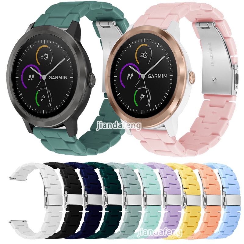 สายนาฬิกาข้อมือพลาสติกเรซิ่น สีพื้น สําหรับ Garmin Vivoactive 5 3 Music Trainer
